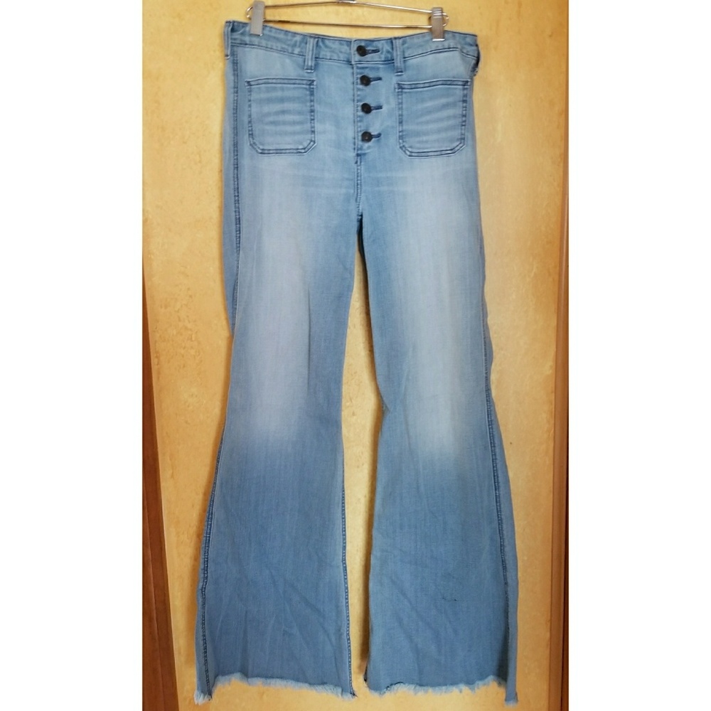 High waisted wide leg boho jeans